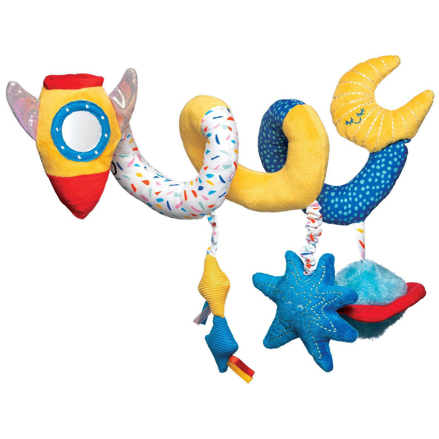 manhattan toy actManhattan Toy ruimte spiraal raket met 3 hangers ivity speelgoed ruimte junior 28 cm pluche