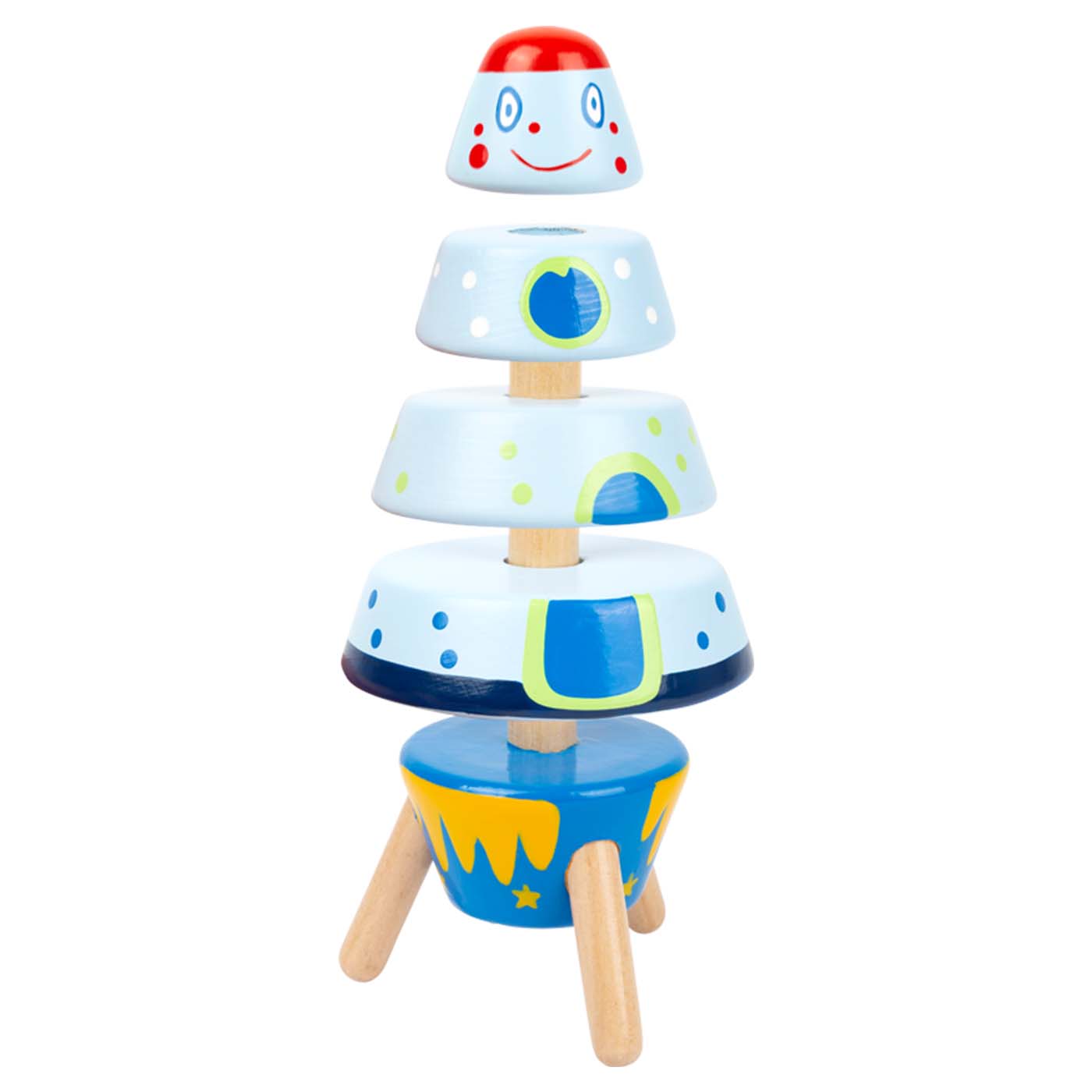 Small Foot stapelraket Space hout junior 15 cm 5-delig - Afbeelding 3
