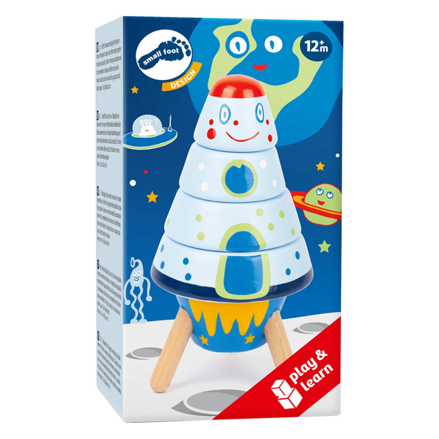 Small Foot stapelraket Space hout junior 15 cm 5-delig - Afbeelding 4