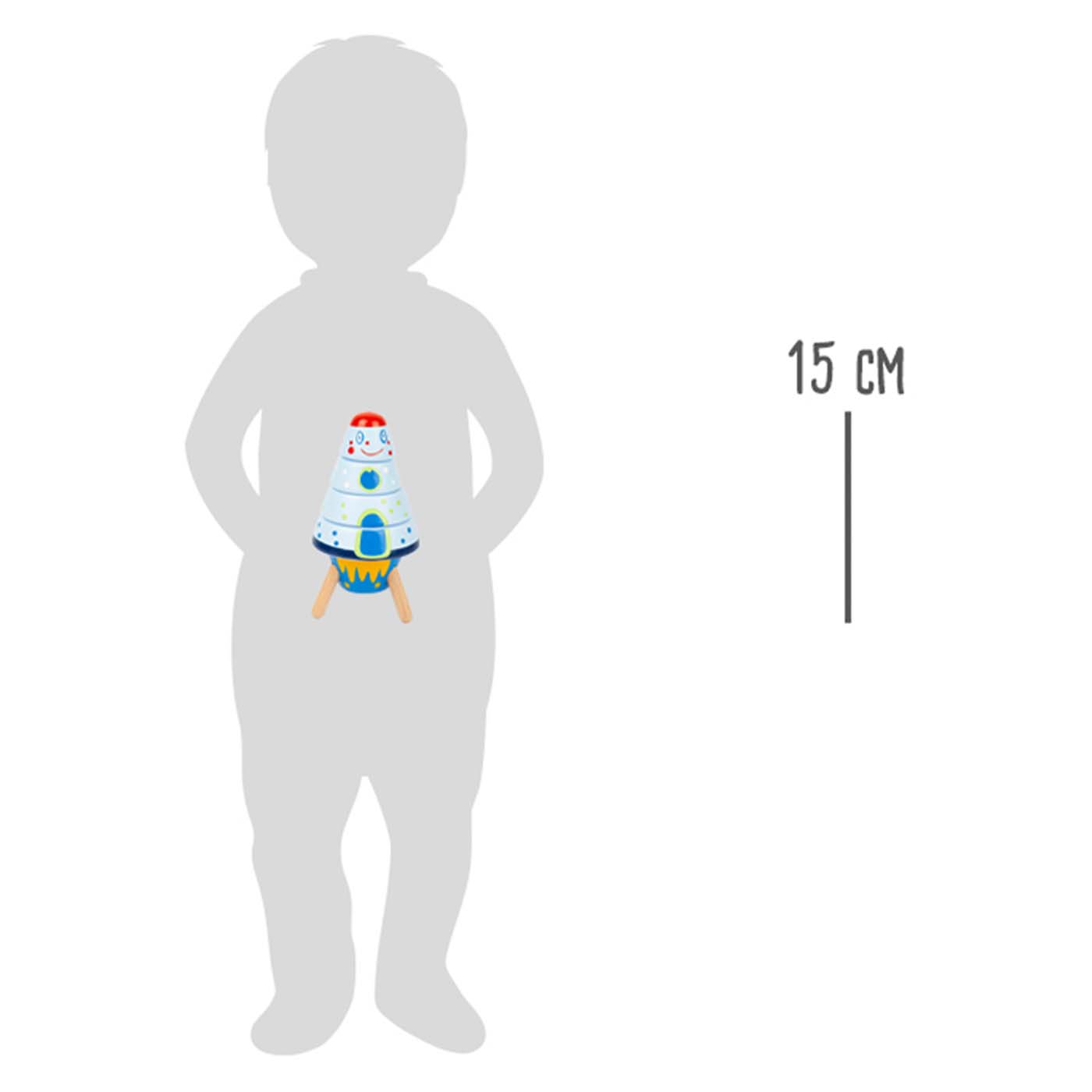 Small Foot stapelraket Space hout junior 15 cm 5-delig - Afbeelding 5